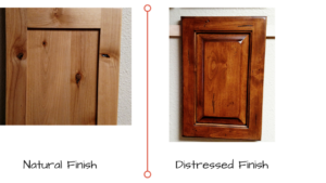 Natural vs Distressed cabinet door Finishes